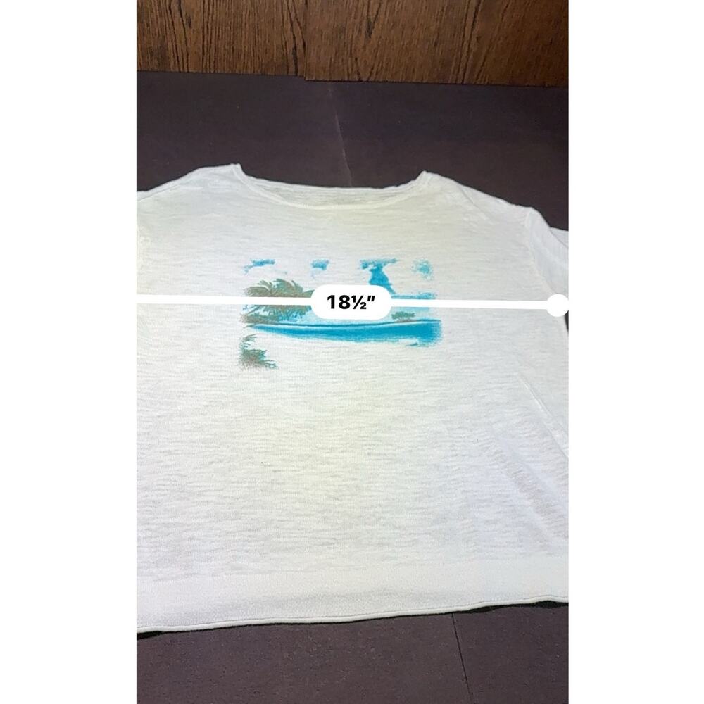 Linen Blend Costal Scene Lightweight 3/4 Length Sleeve Top Size S/M - Picture 3 of 7